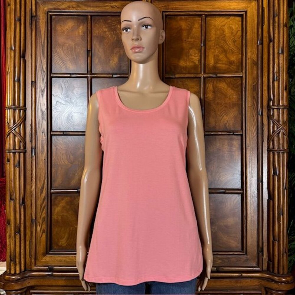Lemon Way Peach Bellini Cotton Blend Scoop Neck Tank Top